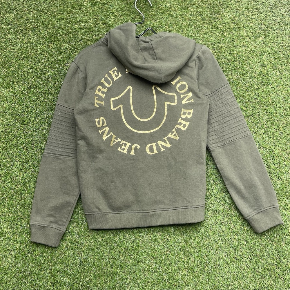 True Religion Hoodie Kids Medium Zip Up Classic Hoodie Sweatshirt Spellout